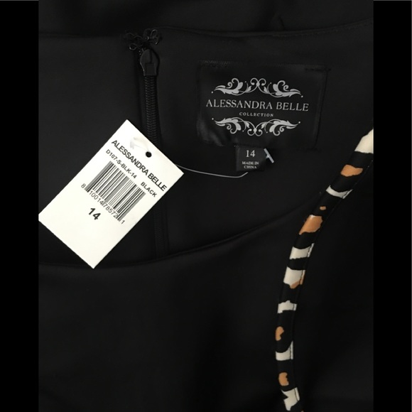 NWT Alessandra Belle Black Dress w Flutter Sleeve - Picture 4 of 5